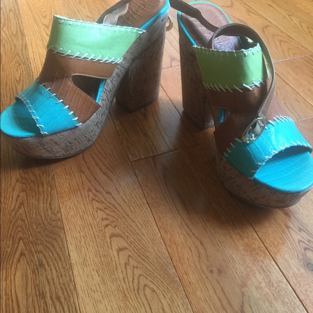 Coconuts cork heel sandals